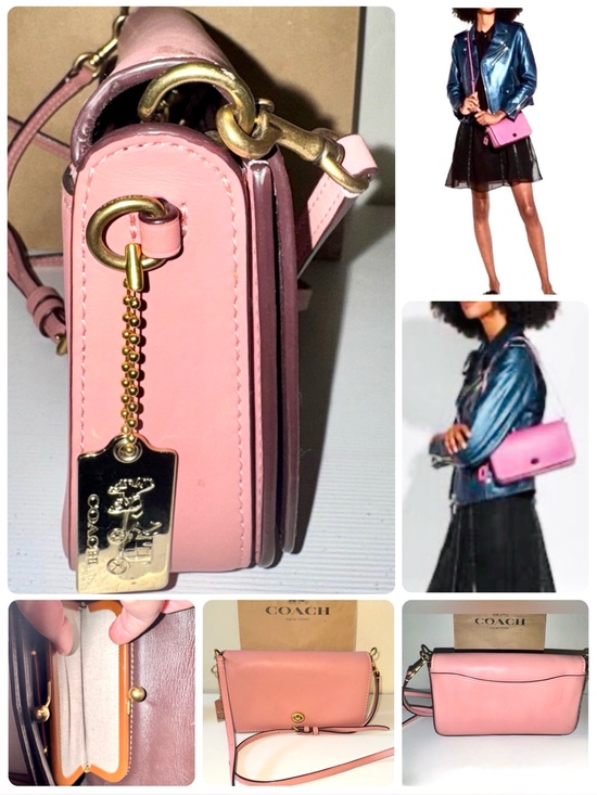 Coach Handbags - Coach 1941 Dinky Glove tanned Leather Crossbody bag Pink & Oxblood 2018 - 37296